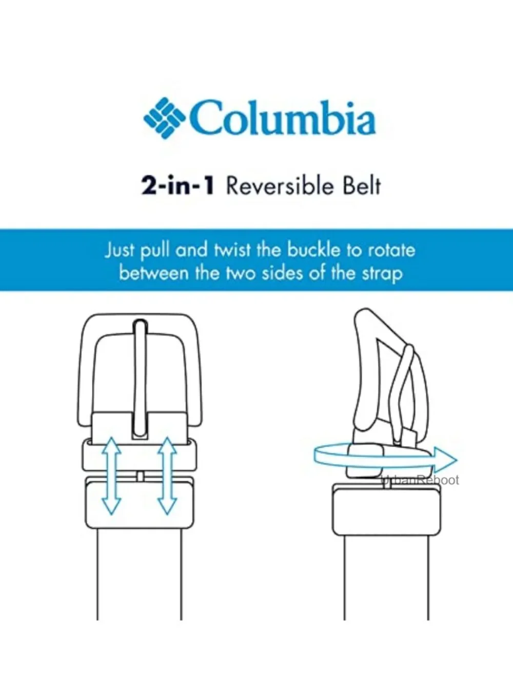 Men's Reversible 2-in-1 Casual Belt with Square Buckle, Stretchy PU Leather